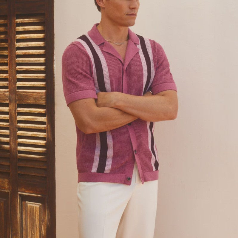 Havanna Gestreiftes Strick-Poloshirt